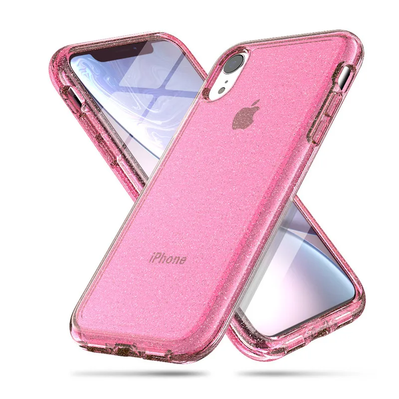 

COOKZU Simple Transparent Soft Phone Case for iphone XR/ Xs Max Glitter Shockproof Phone Case for iphone X/Xs