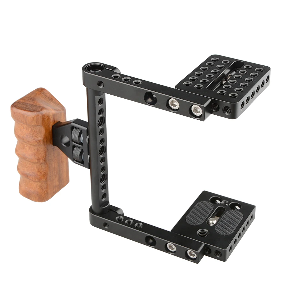 CAMVATE_ DSLR Video Camera Cage_ Stabilizer Rig _with_ Wooden Handle(right) (4)