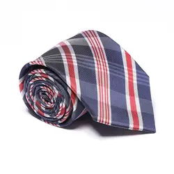 Модные Для Мужчин's Бизнес галстук красные, синие в полоску решетки Для мужчин галстук элегантный полосатый Цвет блок Бизнес классический
