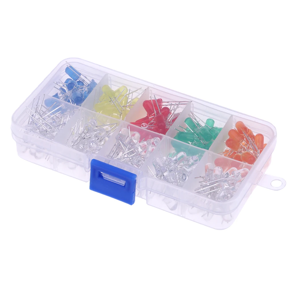 5mm LED Lights Emitting Diodes Assortment Set Kit for Arduino Bright Orange Red Blue Green Yellow, 200-Pack