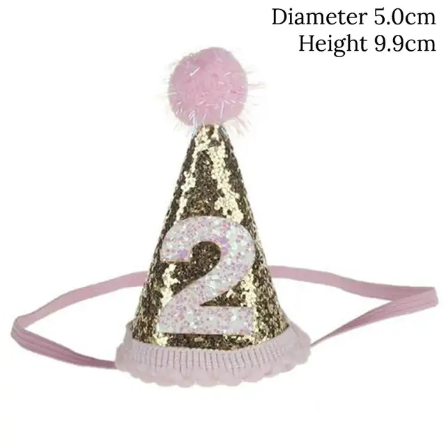 Glitter Pet Cat Dogs Caps 1st 2nd 3rd Year Happy Birthday Party