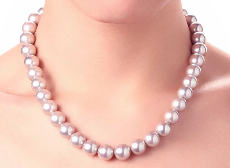 Miss charm Jew.785 latest popular style AAA+ 12mm light purple color shell pearl luxury necklace | Украшения и аксессуары