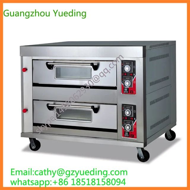 Cheap commercial two layer four tray bread oven/bakery used gas/electric deck oven/2 deck bakery oven
