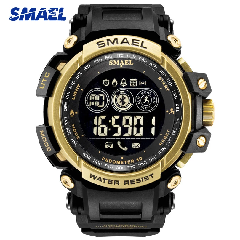 SMAEL Top Brand Men Smart Sport Watches Stopwatch Digital LED Electronic Clock Man Military Bluetooth Watch Relogio Masculino
