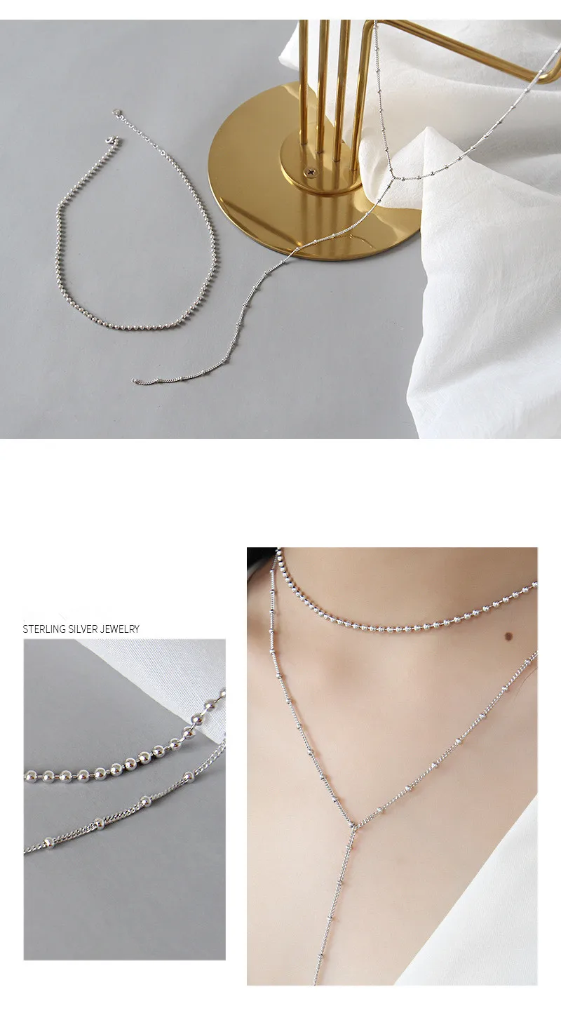 Минимализм, бусы, колье, ожерелье для женщин, колье, femme collana, Настоящее серебро 925 пробы, ожерелья, длинное ожерелье, ювелирные изделия