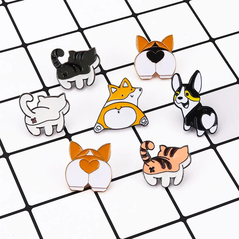 Корги в форме сердца штифты забавные броши щенка котенка корги сумка для