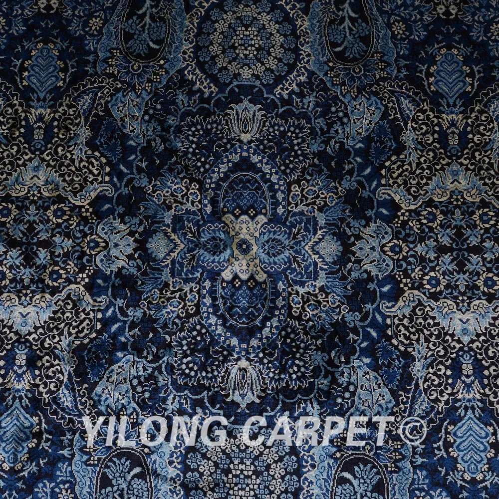 Yilong 5 &quotx 8&quot Шелковые турецкие ковры темно синий прямоугольник ручная работа