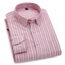 Высокое качество новая модель хлопок Оксфорд полосатые мужские рубашки с длинным рукавом модные Умные повседневные мужские рубашки на пуговицах