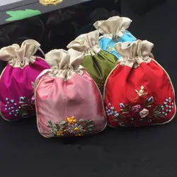 Ручной работы ленты Вышивка небольшие упаковки Сумки для Атлас Ткань украшения подарок Чехлы шнурок для хранения специй сумка Саше