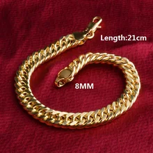 Новая цепь из круглых звеньев желтого золота Цвет браслет ювелирные изделия Высокое качество Роскошные аксессуары в стиле панк для мужчин и женщин