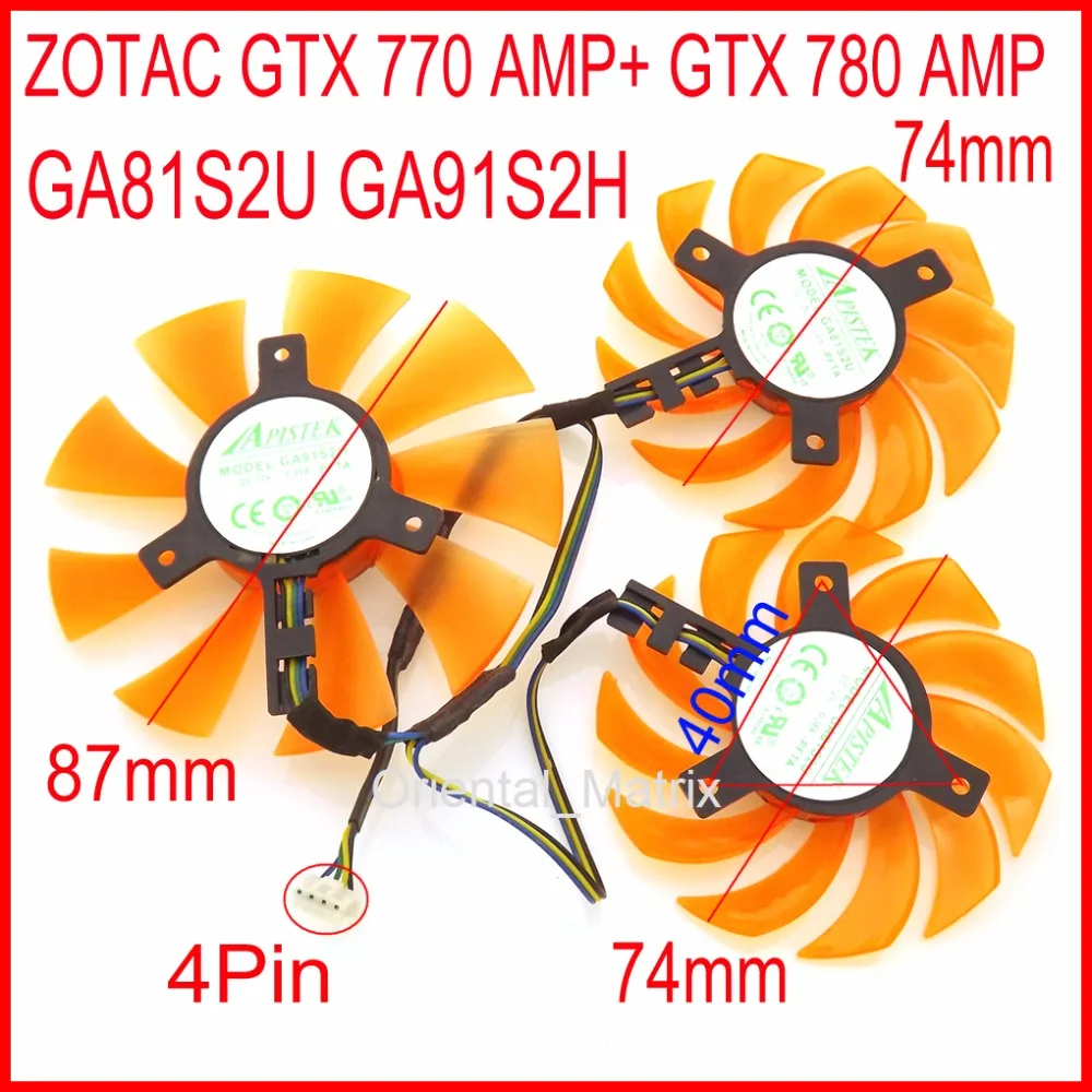 Бесплатная доставка 3 шт./лот APISTEK GA91S2H GA81S2U 12 В 4 провода 4Pin для ZOTAC GTX 770 AMP + 780