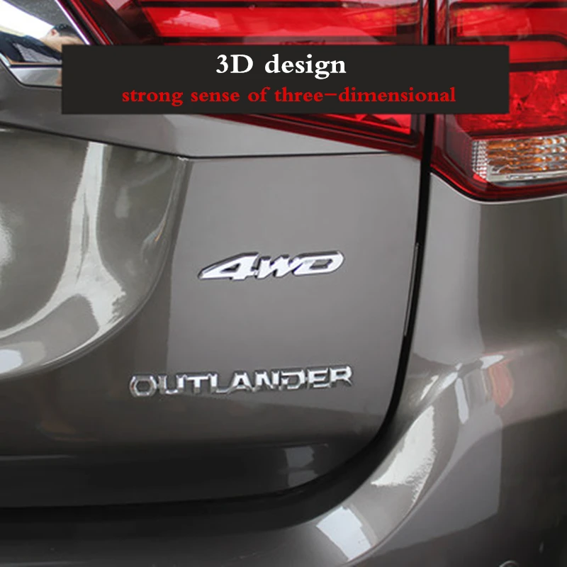 Для Mitsubishi Outlander 2013 наружные модифицированные специальные 3D 4WD наклейки с буквами наклейка с логотипом на четыре колеса