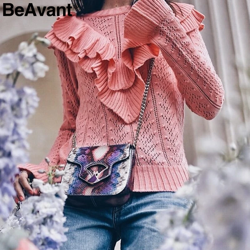 BeAvant Hollow out ruffles sexy white sweater Women streetwear slim autumn pullover 2018 Casual winter pullover female sweater BeAvant Hollow out ruffles sexy white sweater Women streetwear slim autumn pullover 2018 Casual winter pullover female sweater
