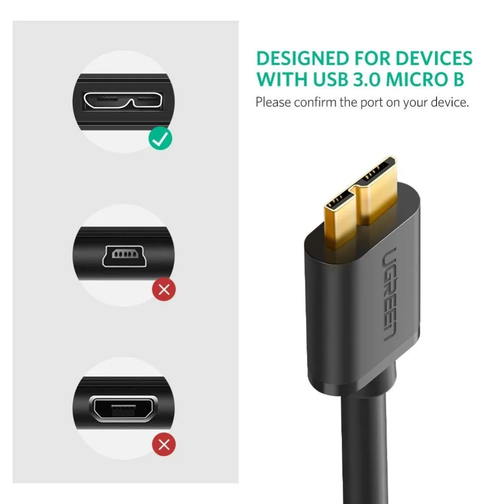 Ugreen Micro USB 3,0 кабель 2.1A 1 м кабель передачи данных для быстрой зарядки USB шнур Кабели для мобильных телефонов для samsung Note 3 S5 Toshiba жесткий диск