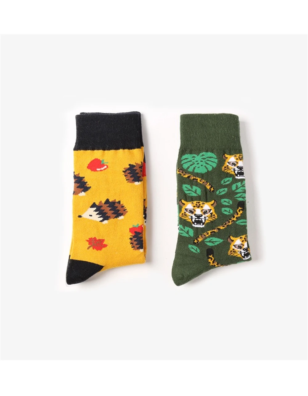 Весенне-осенние женские хлопковые носки с рисунками из мультфильмов, модные носки с принтом ежика, тигра, повседневные креативные милые носки