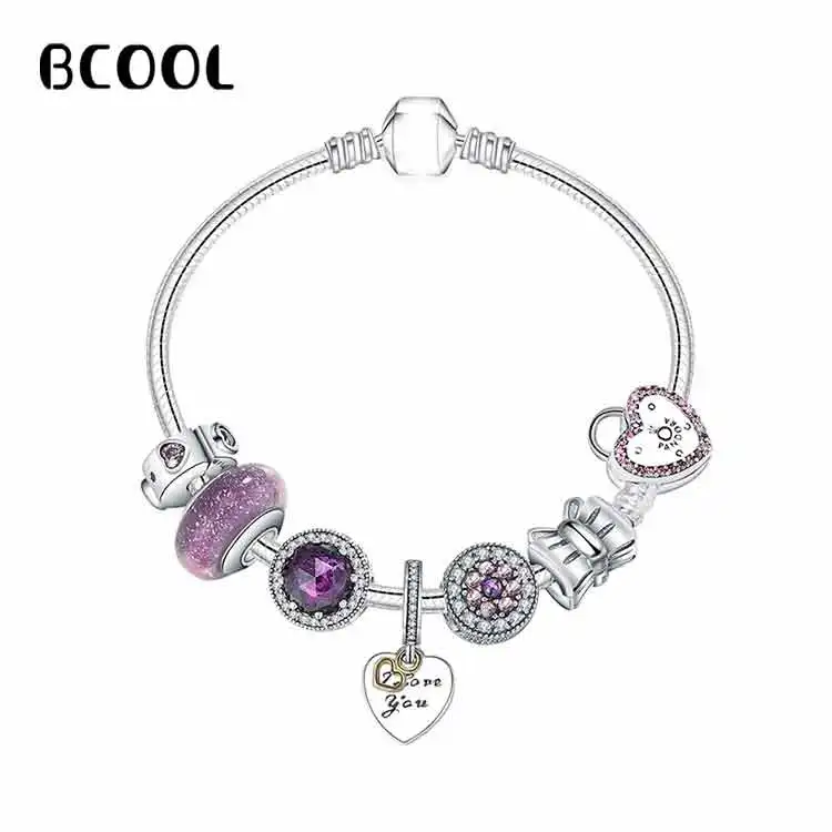 

100% Pure Silver 1:1 Original Copy New Purple Bracelet