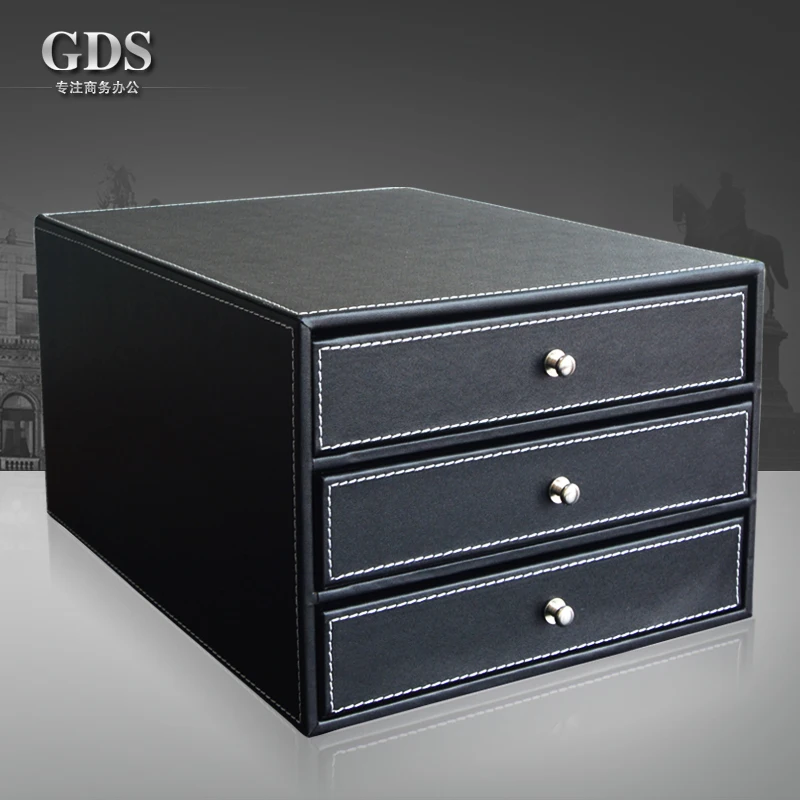 Pitebo 3 Layer 3 Drawer Triple Wood Structure Leather Desk Table