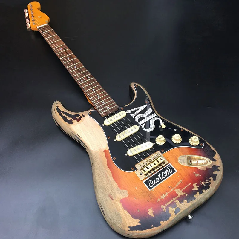 Relic SRV electric guitar,Handmade Heavy Relic Electric guitar with
