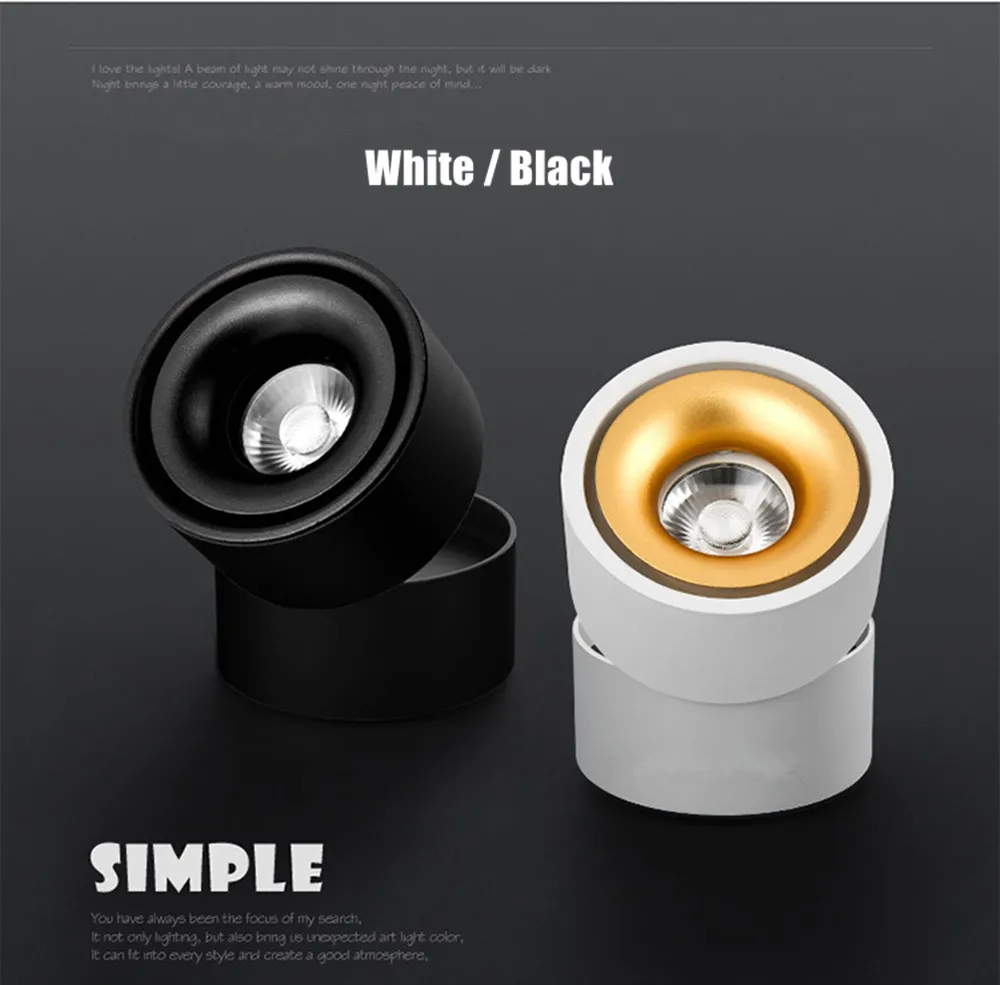 Online [DBF] Faltbare LED Oberfläche Montiert Downlight 360 Grad Drehbare 7 W 10 W 12 W 15 W LED decke Spot Lampe AC85 265V Innen Beleuchtung
