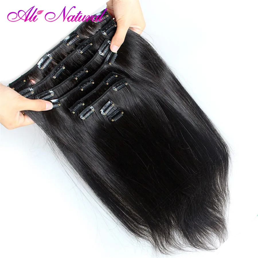 

Brazilian Straight Hair Clip in Human Hair Extensions Natural Color Non-Remy Hair Clip-in 10Pcs/Set 120G Free Shipping