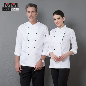 

Wholesale Men's New Top Restaurant Kitchen Cooking Jacket Master Chef Work Clothing Cafe Waiter Uniforms Coats Cuisine Overalls