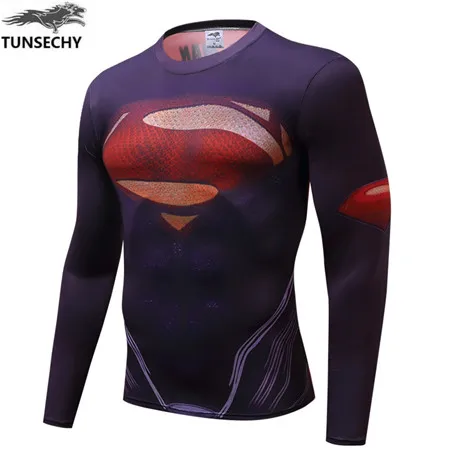 Человек-паук, Железный человек, Супермен, Капитан Америка, компрессионная рубашка, супергерой, солдат, комиксы Marvel, мужская длинная футболка - Цвет: picture color