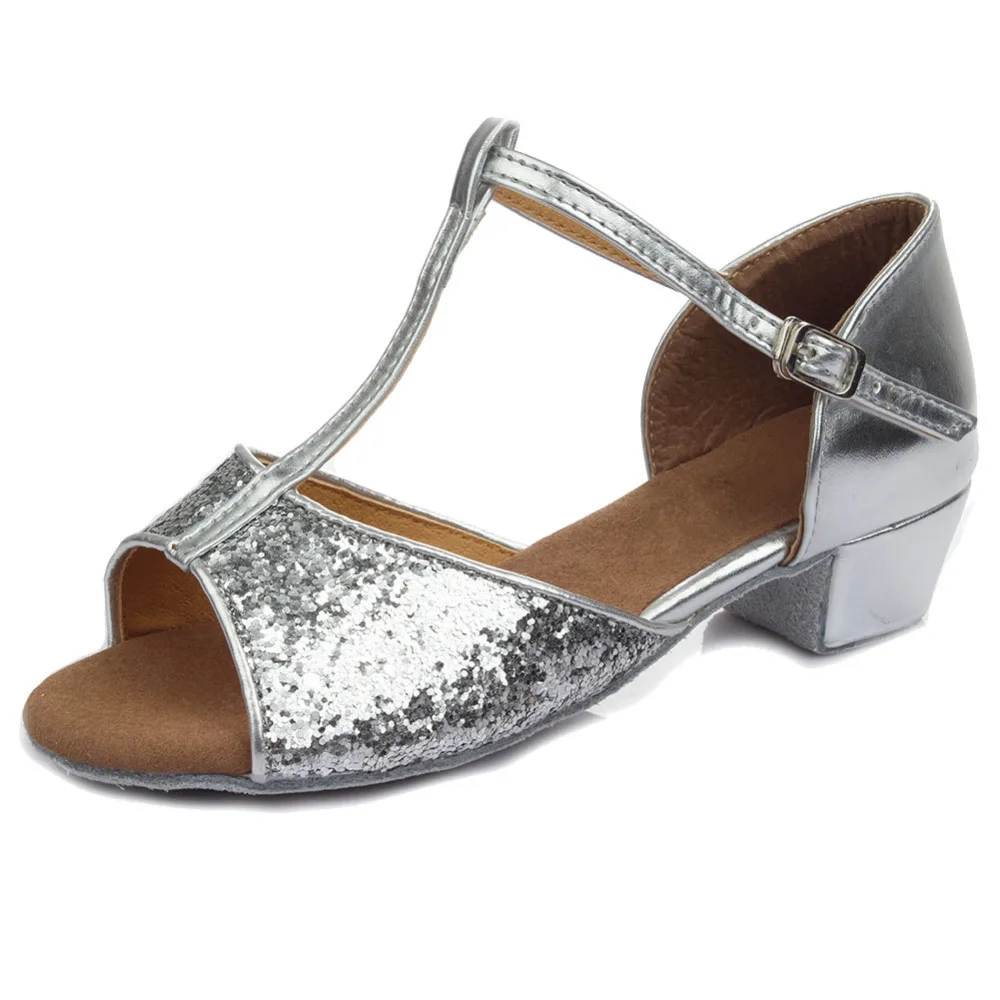 New Arrival Ballroom Latin Dance Shoes Women Children Kids 17-25CM Tango High Quality Low Heels For Women Latin Dance Shoes 4