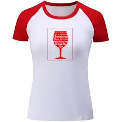 Idzn Для женщин футболка я мечтаю о вина Рождество Дизайн Женский реглан короткий рукав Футболки для девочек модный принт девушки Топы