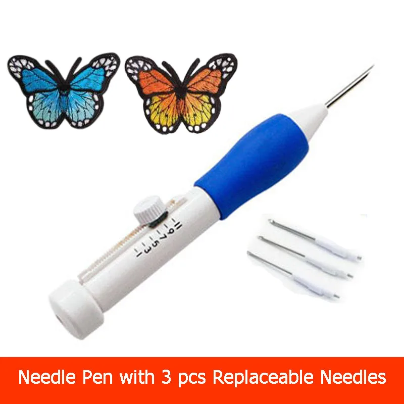 

Sewing Needle Pen Embroidery Crochet Hook Russian Poke Cross Stitch Needle Tool with 3pcs Replaceable Needles