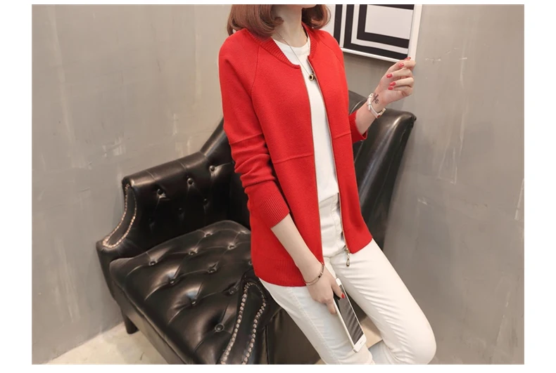 Knitted cardigan new autumn winter women's Plus size Sweater Solid color Korean casual Slim Long sleeve sweater jacket