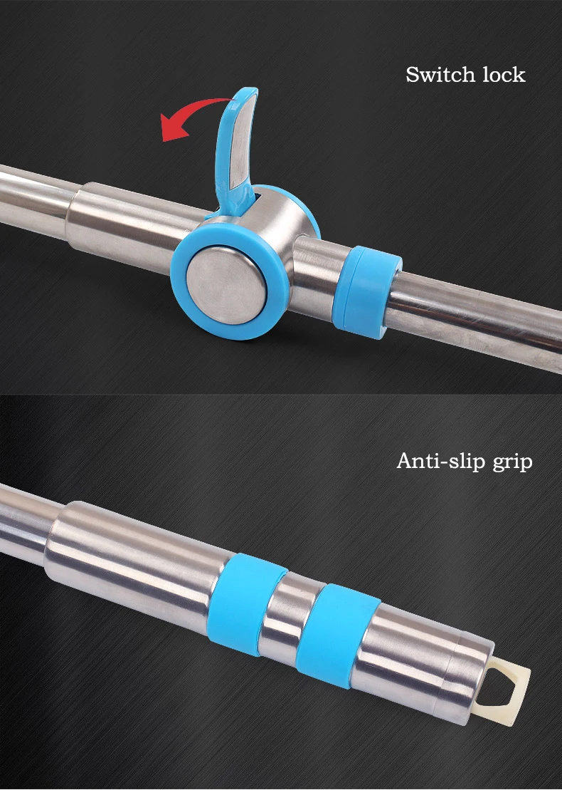 Рукоять швабры с поворотным механизмом автоматическая телескопическая штанга аксессуары ручка для швабры все из нержавеющей стали, для швабр стержень
