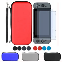 Путешествия Чехол сумка В виде ракушки мешочек с 2 шт. HD закаленное Стекло Экран Protector+ 8 шт. большого пальца Ручки рулевые для мотоциклов для nintend переключатель