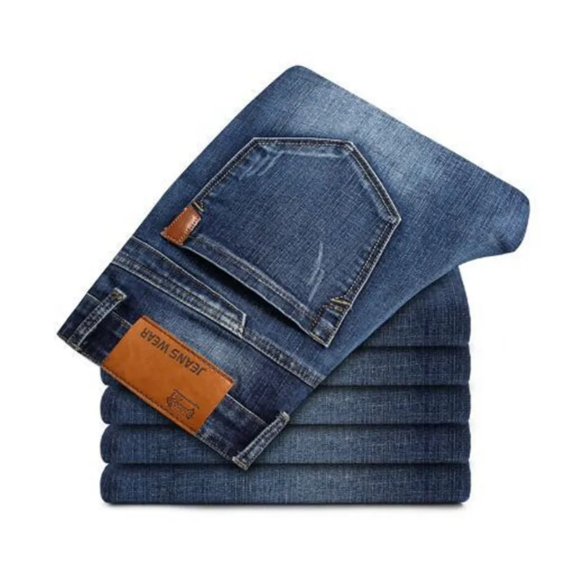 2018 Autumn Summer Classic Trousers Denim Pants Male 2019 New Men's Fashion Jeans Business Casual Stretch Slim Jeans Denim Cotto