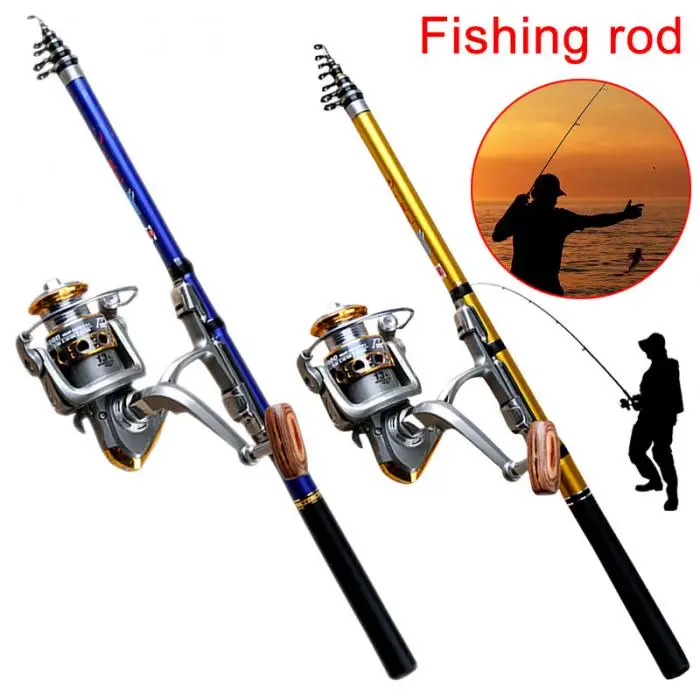 Portable Sea Fishing Rod Pole Carbon Fiber 1.8/2.1/2.4/2.7/3.0m Telescopic Spinning Reel Fish Tackle JT-Drop Ship