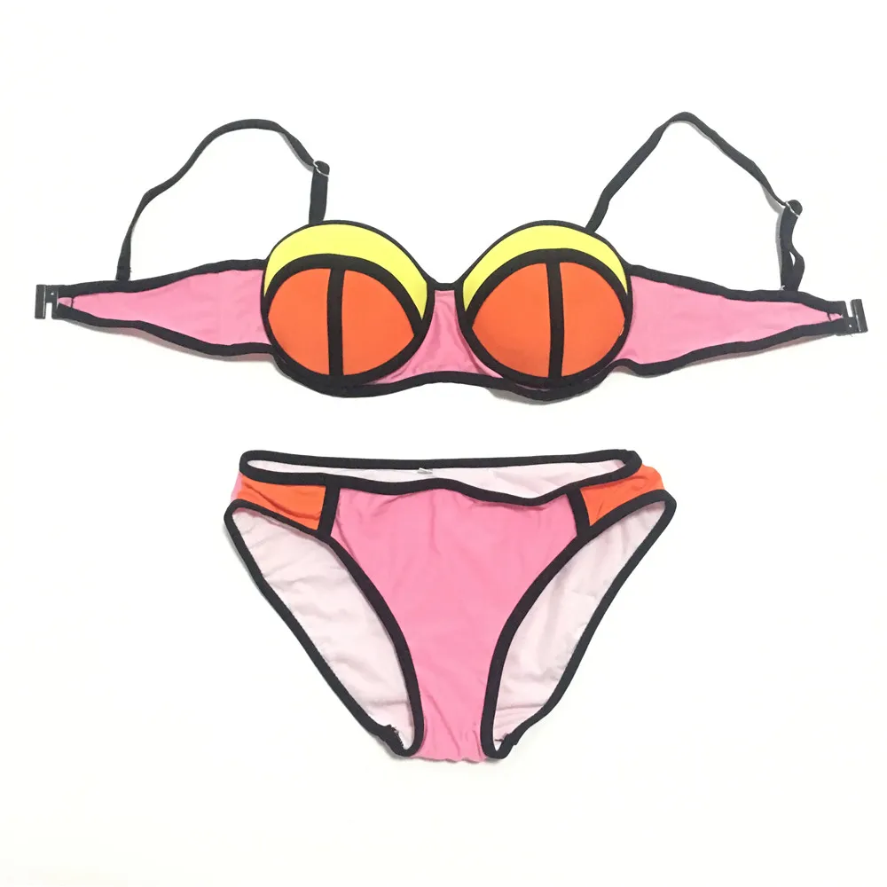 2PC Patchwork Swimwear Crochet Bikini 2017 Summer Sexy Swimwear Women Swimsuit biquini mulher Push Up Bikinis Bathsuit Trikini (1)