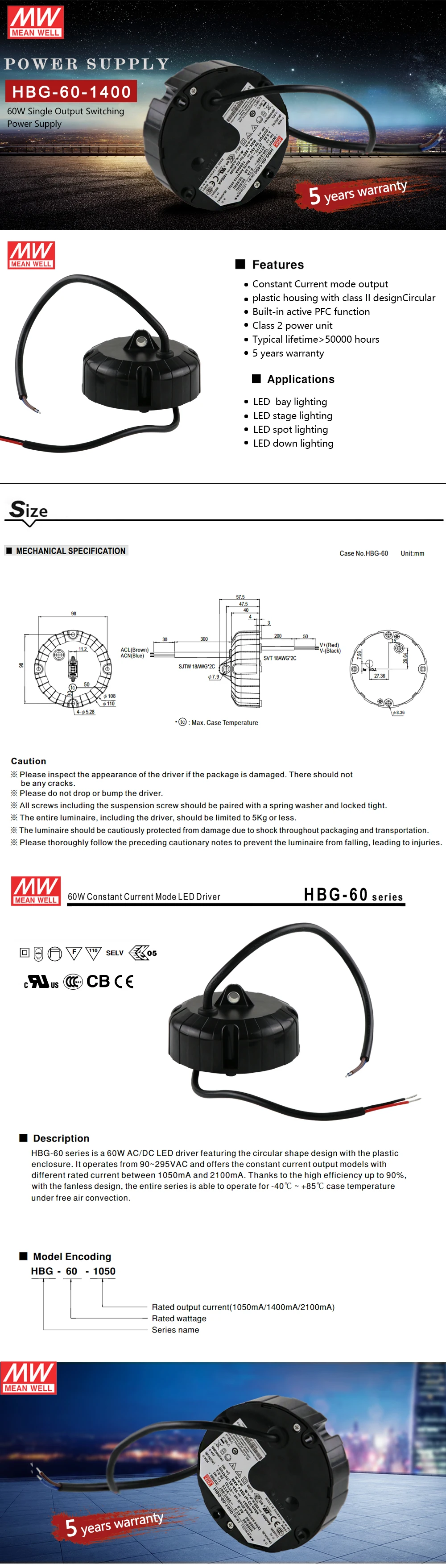 MeanWell светодиодный HBG-60-1400-драйвер LPC-60-1400 для CREE CXB3590 светодиодный чип для выращивания 3500K DIY светодиодный светильник для теплицы