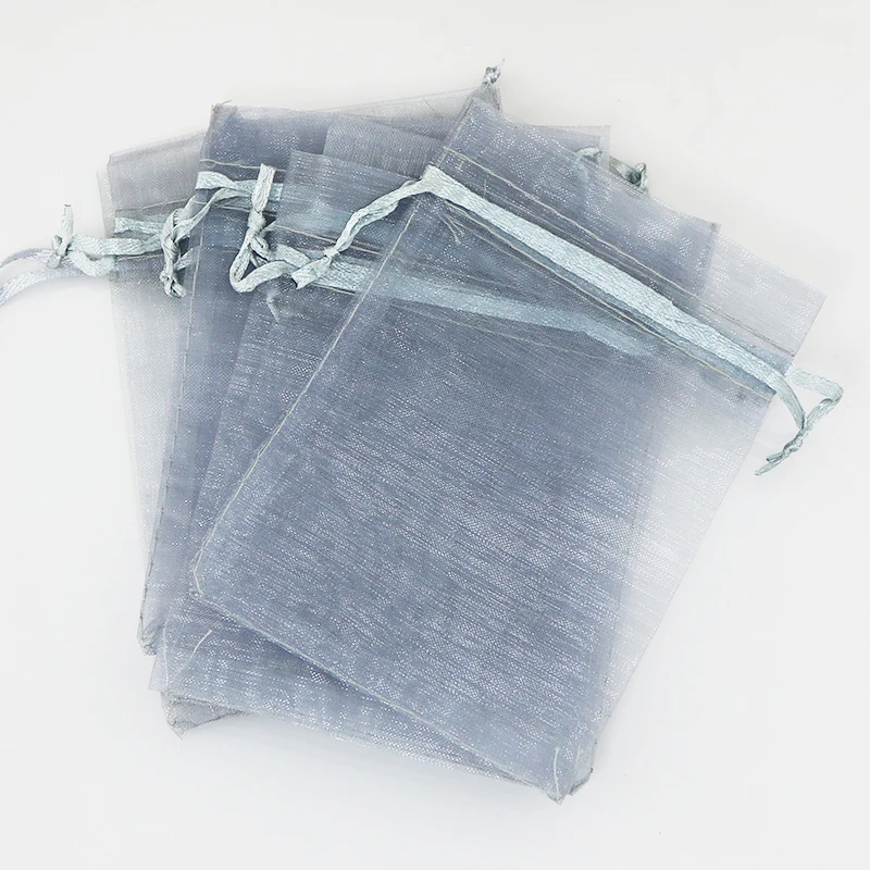 Wedding Gift Bags Small Little 9x12cm Gray Silver Drawstring Organza Wedding Gift Bags Small Little 9x12cm Gray Silver Drawstring Organza Jewelry Packaging Storage Customized Logo Pouches In
