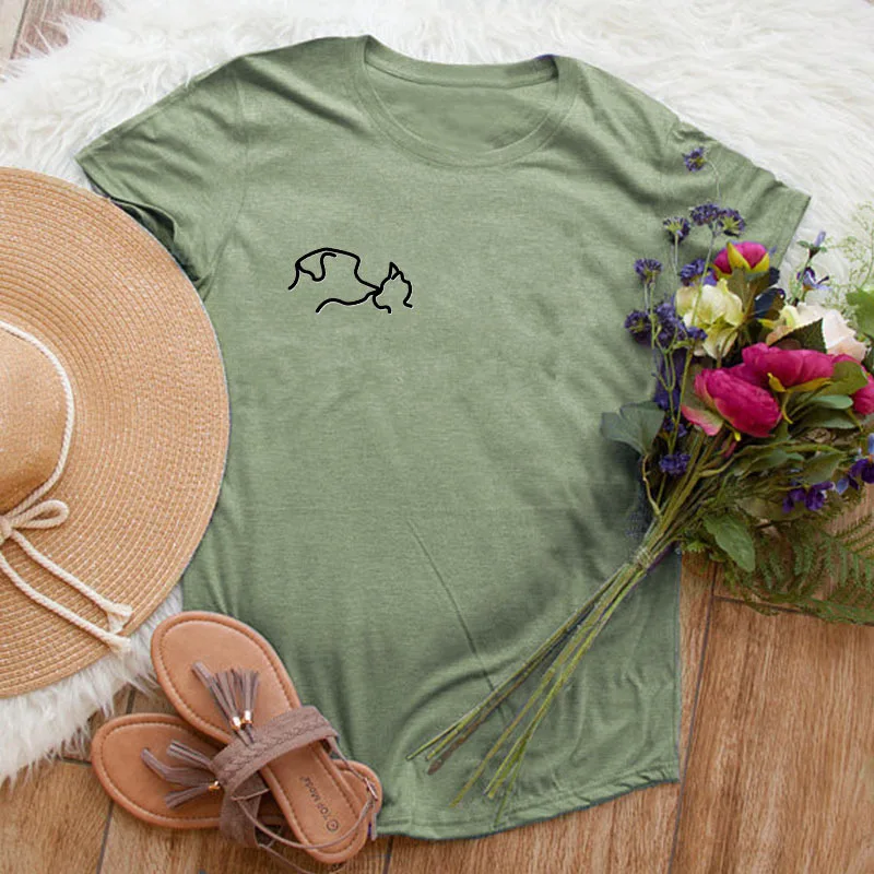 

S-5XL 100% Cotton Women Cute Print t shirt harajuku oversized funny dog cartoon tee shirt cat Tops animal summer basic T-shirts