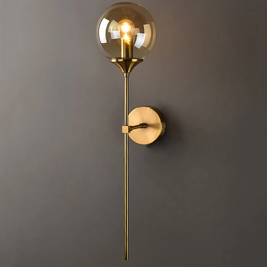  BEIAIDI Nordic Glass Globe Ball Wall Lamp Vintage Industrial Living Room Bedroom Bedside Light Loft - 33012934220