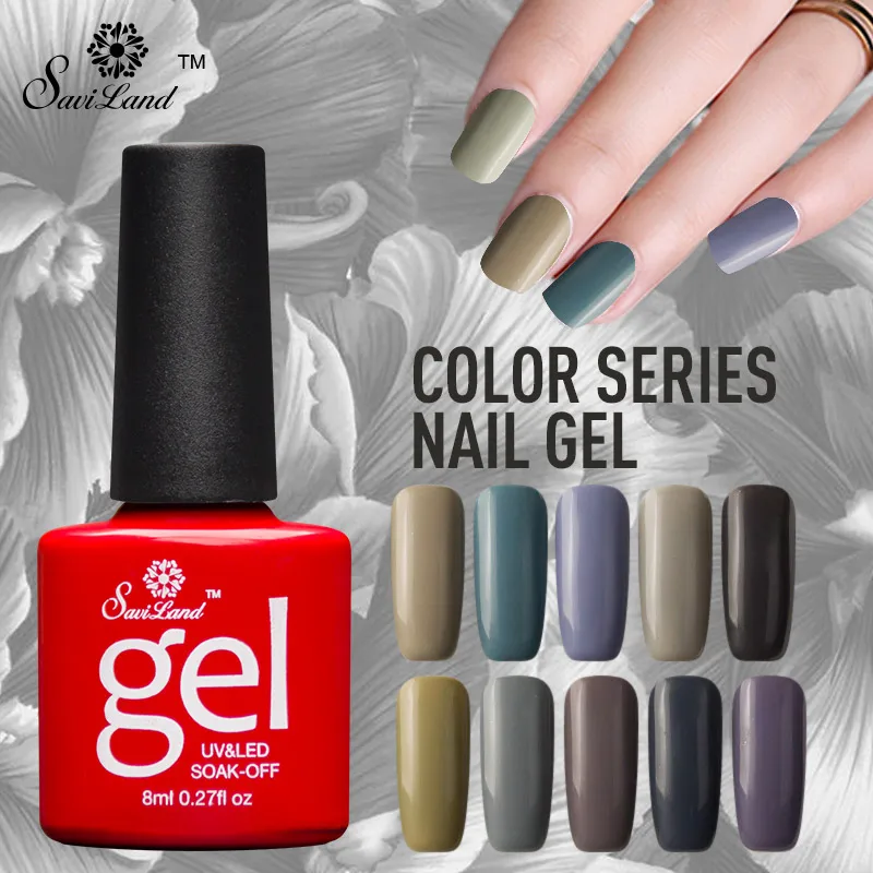 

Saviland 1pcs Gray Series Colors Semi Permanent Uv Led Nail Gel Lacquer Soak Off Long-Lasting 12 Colors Nail Varnish
