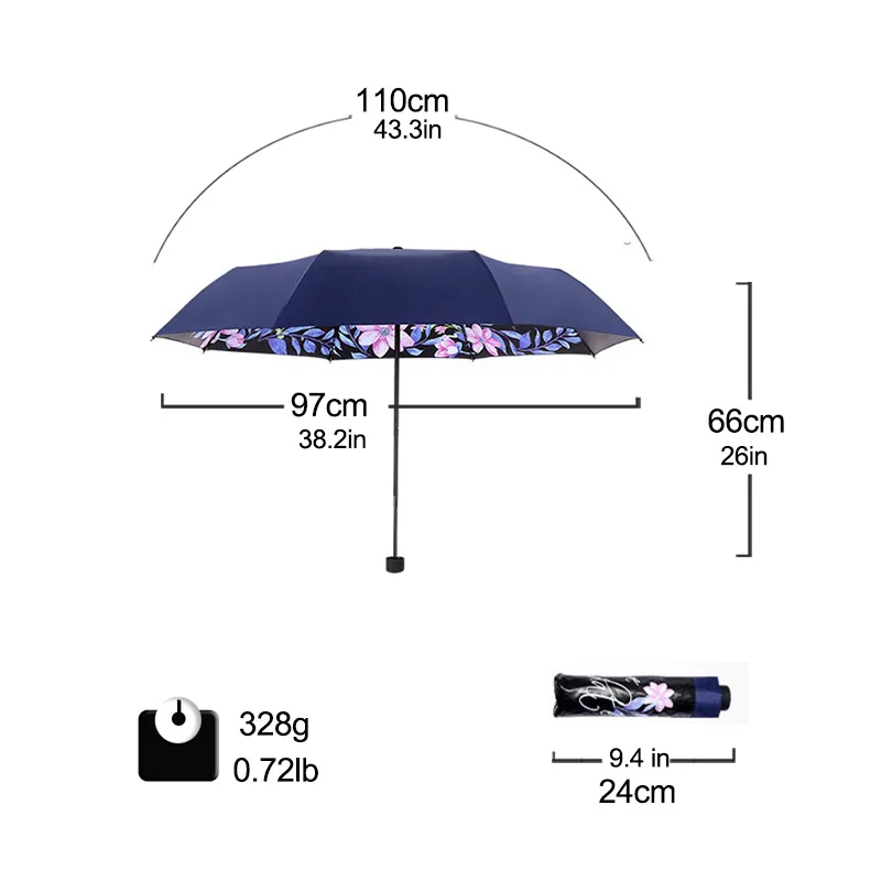 Модный зонт для женщин, подарок, складной, анти-УФ светильник, цветок, ветрозащитный, защита от солнца, дождя, распродажа, портативный, черный, детский зонтик