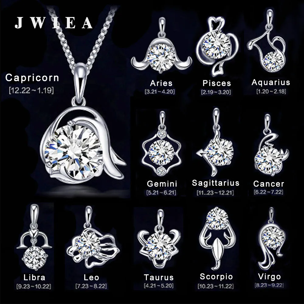 

12 Constellations Necklace Chain Pendant 925 Sterling Silver Angel Star Amulet Korean Style Jewelry Fashion for Women Girls Gift