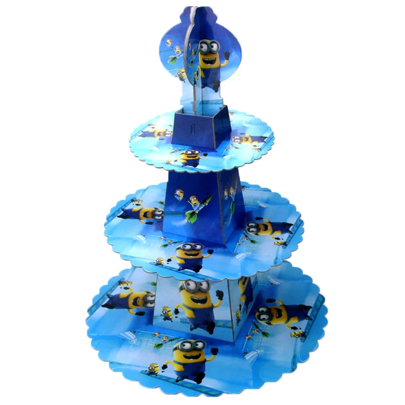 

1 set Kids Cartoon Minions Birthday party Cake Decoration cardboard cupcake stand holder (can hold 24pcs cupcakes)