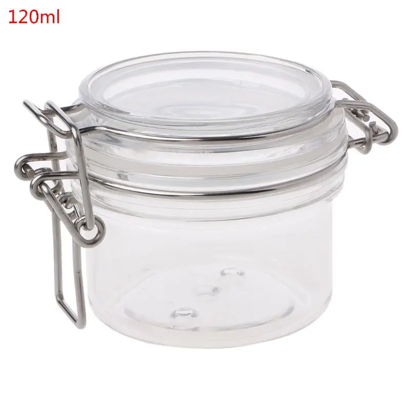 

120ML Plastic Round Clip Top Storage Jar With Airtight Seal Lid Kitchen Food Container Tableware Preserving Cosmetic Cream