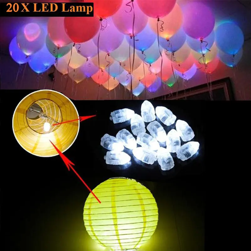 20 шт./лот, высокая яркость, светодиодный светильник на воздушном шаре, светящиеся лампы на бумажный фонарь воздушный шар, украшение на день рождения, мини-шар