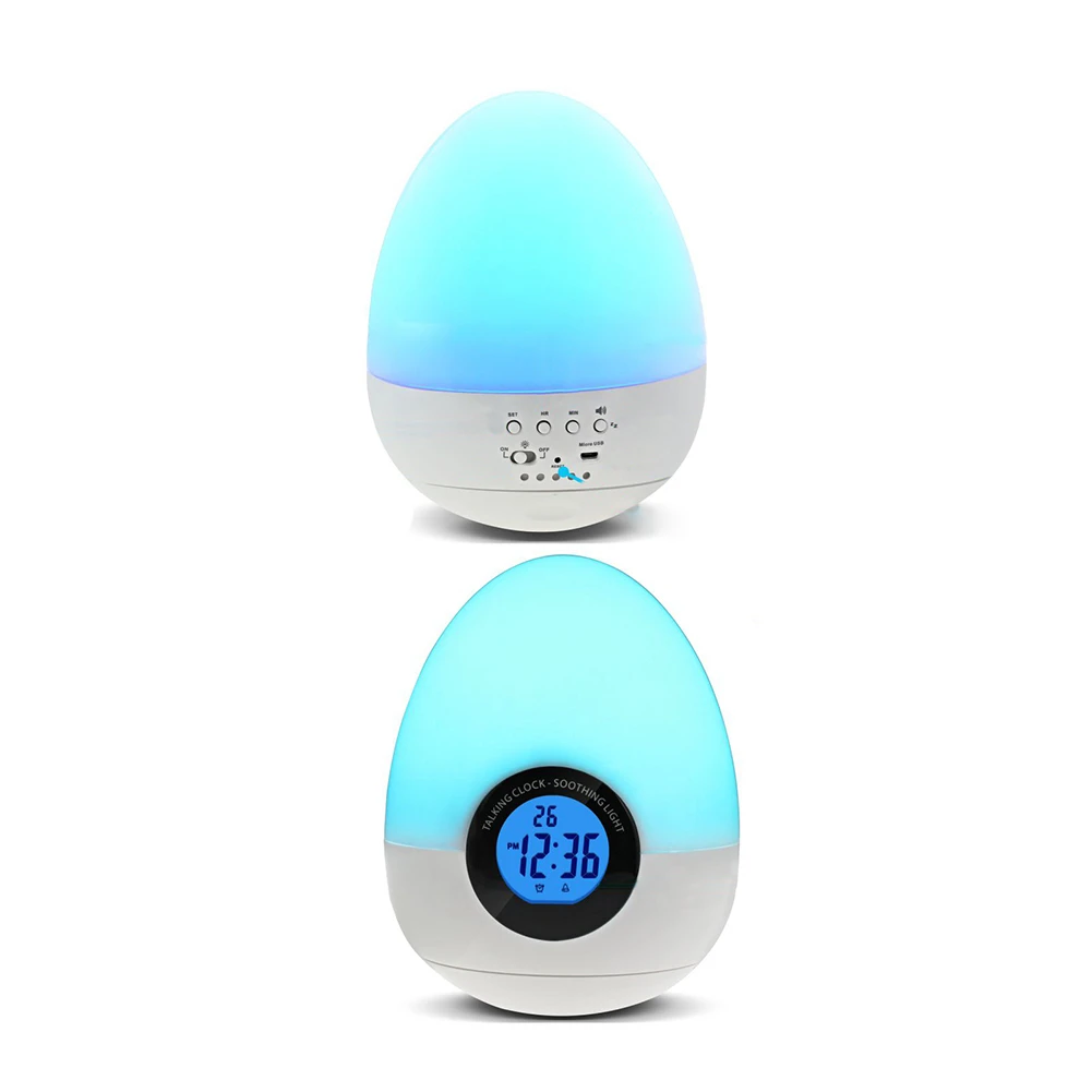 Modern Dinosaur Egg Shape Music Sound Digital LED Night Light Desk Alarm Clock (4)