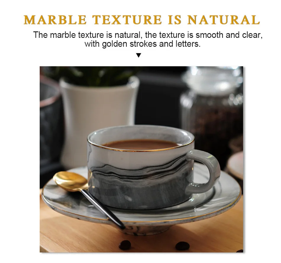 Marbled Ceramic Mug Creative Gold Plating  Milk Coffee Tea Breakfast Porcelain Golden Cup MRS MR Couple Gift Wedding Decor 220ml (2)