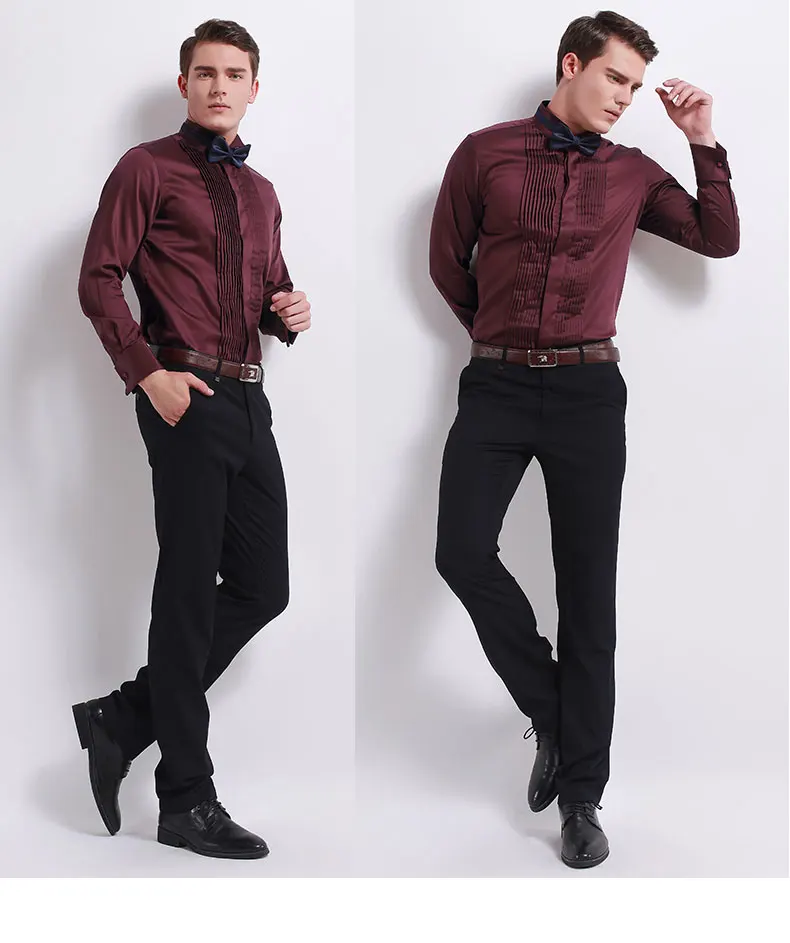 black suit wine shirt