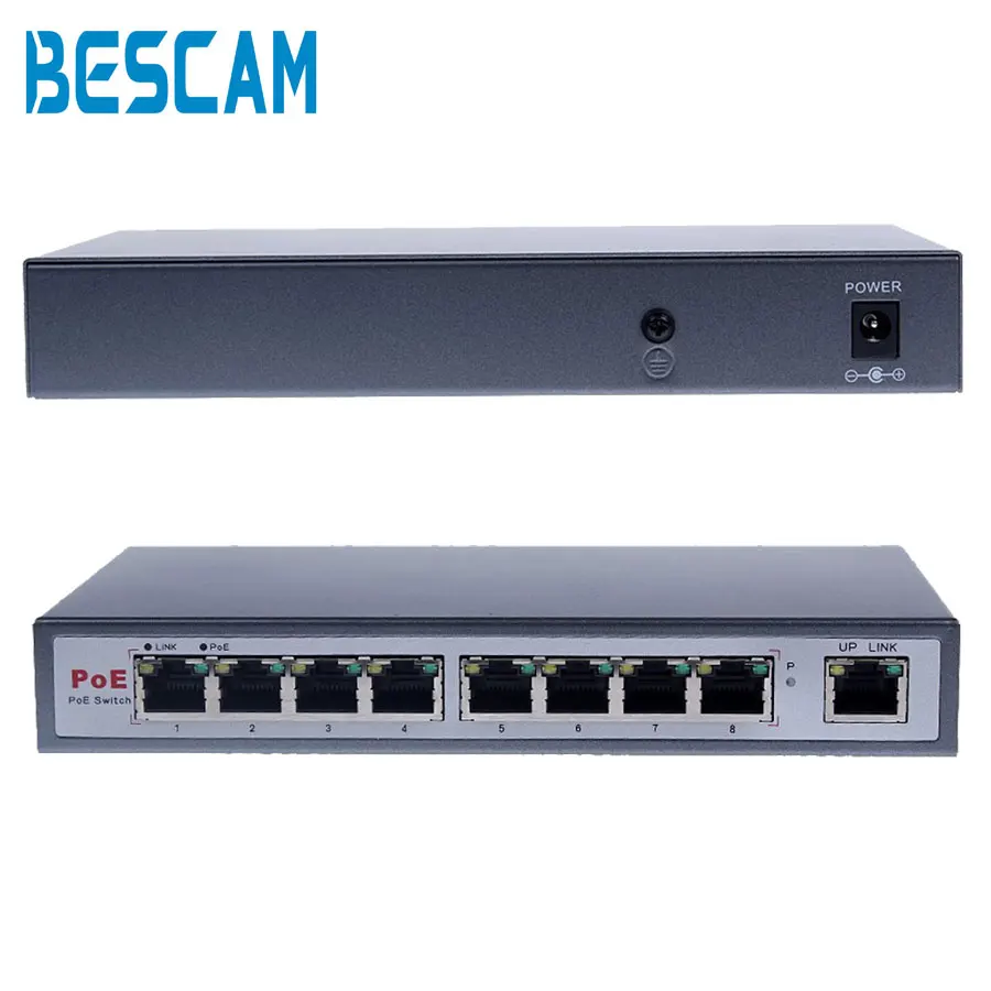 Low Price 8 Port PoE Switch 1 RJ45 Uplink 8CH PoE&Optical Transmission IEEE802.3af For 48V PoE IP Camera