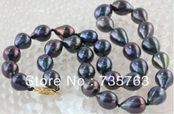 

HOT 00799 18"NATURAL TAHITIAN GENUINE BLACK PEACOCK GREEN REDISH PEARL NECKLACE 14K